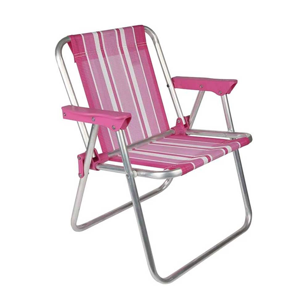 Cadeira de Praia Mor Infantil Alta em Aluminio Rosa 002122